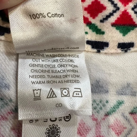 Hanna Andersson Dear Deer Holiday Flannel Scandinavian Night Shirt Nightgown M - Picture 7 of 12